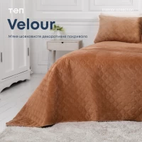 Покрывало ТЕП "VELOUR" 240*260 см кофейный/ромб круглый