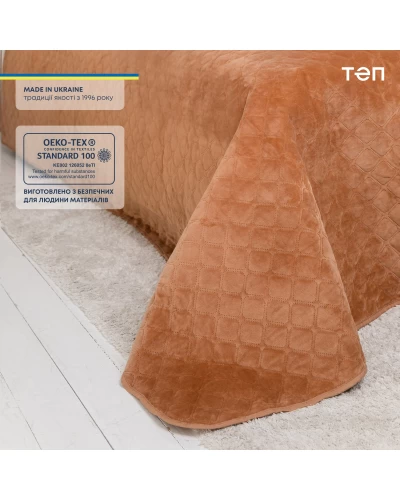 Покривало ТЕП "VELOUR" 240*260 см кавовий/ромб круглий