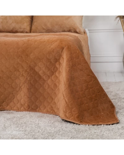 Покривало ТЕП "VELOUR" 240*260 см кавовий/ромб круглий