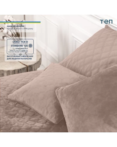 Покрывало ТЕП "VELOUR" 220*240 см пудра ромб круглый