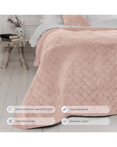 Покрывало ТЕП "VELOUR" 220*240 см пудра ромб круглый