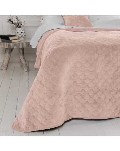 Покрывало ТЕП "VELOUR" 220*240 см пудра ромб круглый