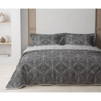 Комплект постільної білизни "Happy Sleep" Quadro Star grey, 50x70 полуторний